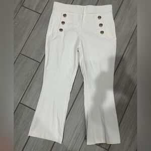 Jules & Leopold Studio White Cropped Sailor Pants with Gold Buttons